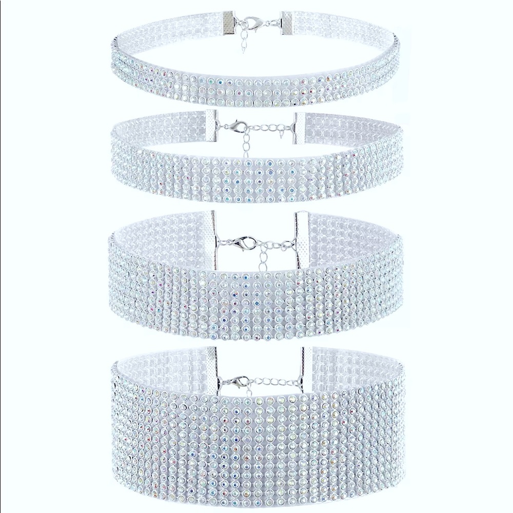 Elegant Crystal Rhinestone Evening Chokers • 4 Size Options!